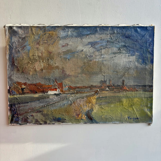 Refined Landscape Oil Painting "Seaside Village" Authentic Large Art Holland Art Shop