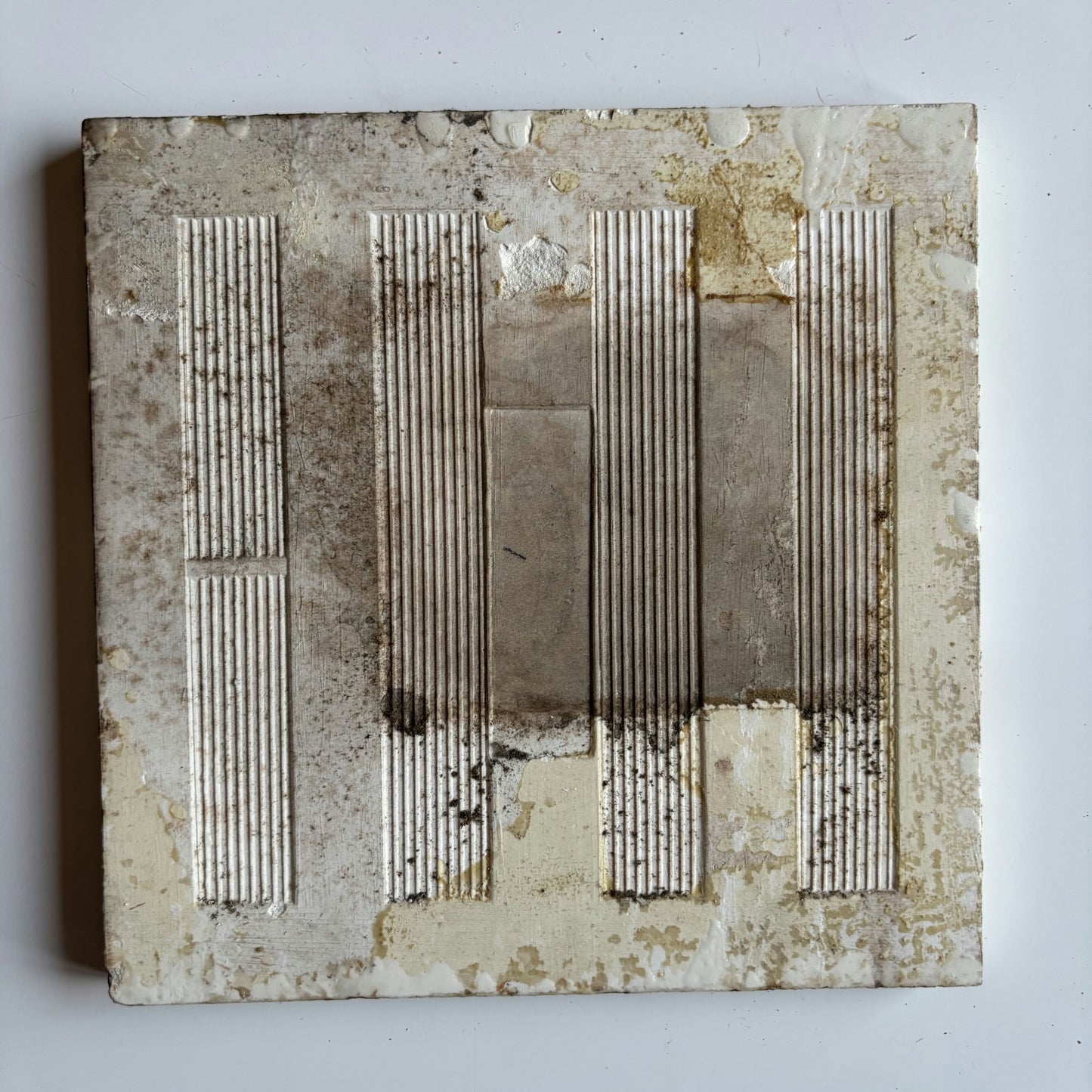 19th Century Oil on Tile Tranquil Harbor Boat And Village Antique