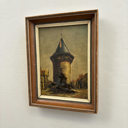 Classic Cityscape Oil Painting "Stone Tower" Timeless Small Artwork Holland Art Shop