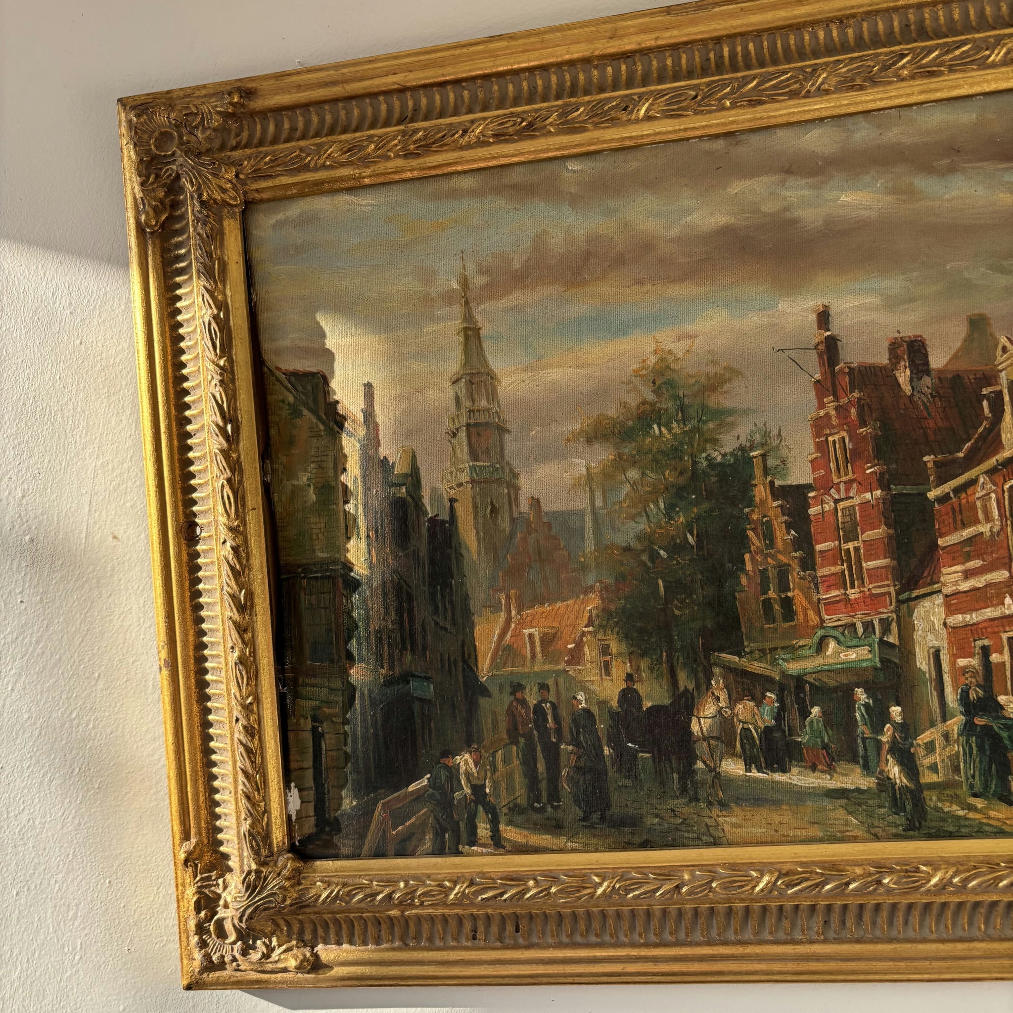 19th Century Cityscape Oil Painting 