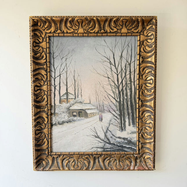 Original Winter Landscape Oil Painting "Snowy House" Authentic Art Holland Art Shop