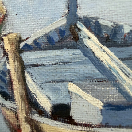 Elegant Harbor Scene Oil Painting "Two Boats" Traditional Small Art Holland Art Shop