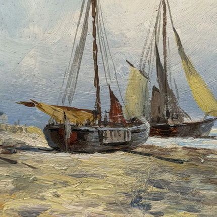 Rustic Seascape Oil Painting "Sailing Boat" Elegant Small Artwork Holland Art Shop