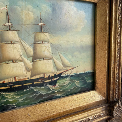 Authentic Seascape Oil Painting "Gilded Frame" Handcrafted Small Art Holland Art Shop