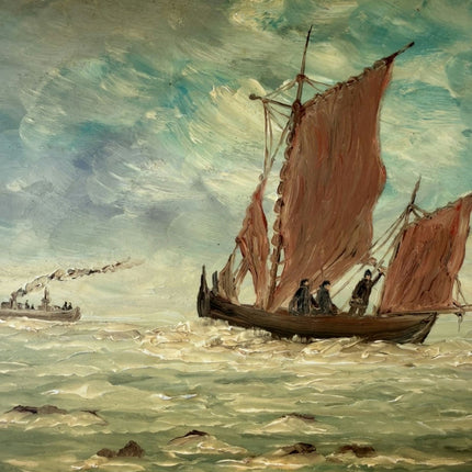Handcrafted Seascape Oil Painting "Sailing Boat" Detailed Small Artwork Holland Art Shop
