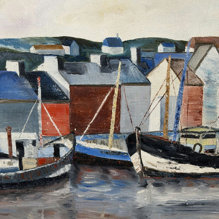 Rustic Harbor Scene Oil Painting "Mooring Boats" Refined Art Holland Art Shop