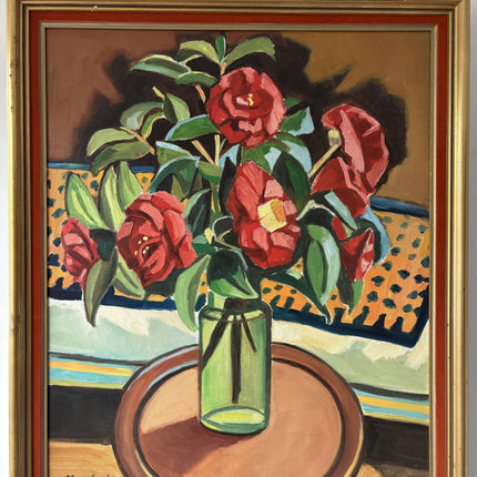 Classic Floral Still Life Oil Painting "Green Vase" Rustic Art Holland Art Shop