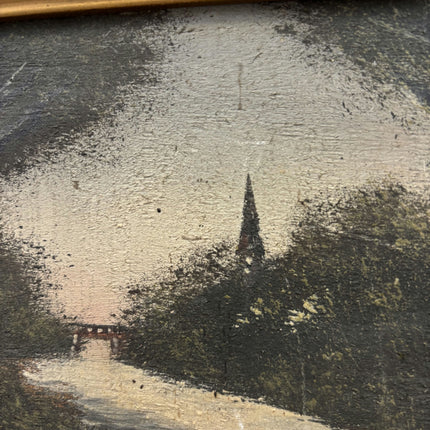 Antique Landscape Oil Painting "Gilded Frame" Original Small Art Holland Art Shop