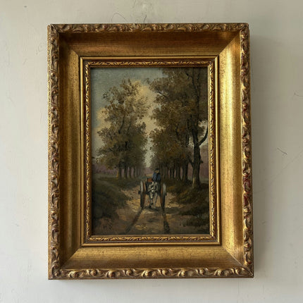 Vintage Landscape Oil Painting "Worn Frame" Refined Small Artwork Holland Art Shop