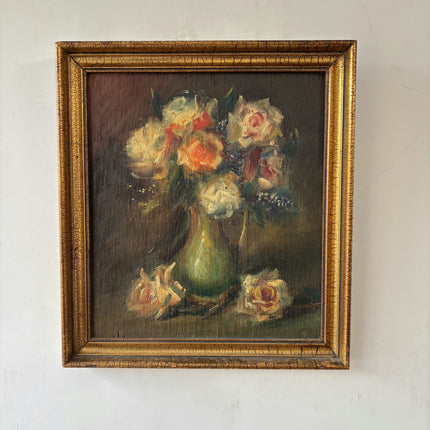 Rustic Floral Still Life Oil Painting "Flower Vase" Classic Small Art Holland Art Shop