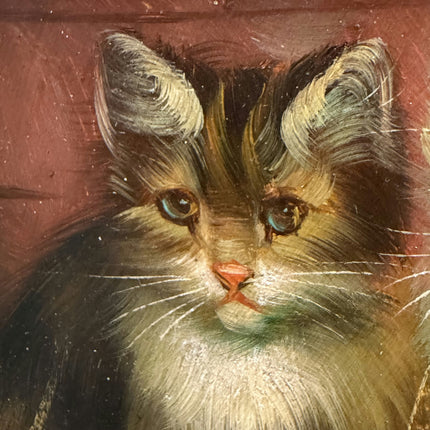 Handcrafted Animals Oil Painting "Pair Of Kittens" Classic Small Artwork Holland Art Shop