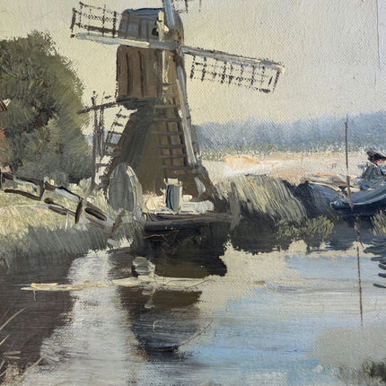 Handcrafted Landscape Oil Painting "Windmill Structure" Expressive Art Holland Art Shop