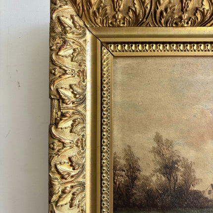 19th Century Antique Landscape Oil Painting "Gilded Frame" Artwork Holland Art Shop