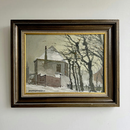 Expressive Landscape Oil Painting "Snowy House" Authentic Artwork Holland Art Shop