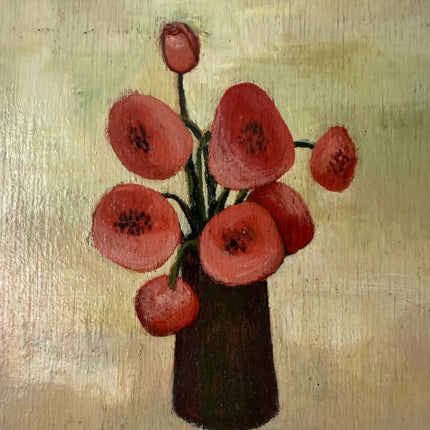 Traditional Floral Still Life Oil Painting "Red Bouquet" Timeless Small Art Holland Art Shop