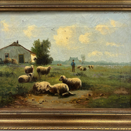 19th Century Antique Animals Oil Painting "Canvas Backframe" Artwork Holland Art Shop