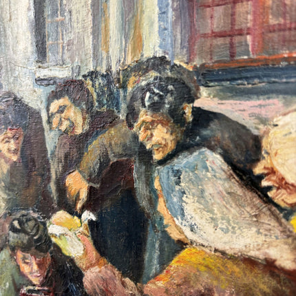 Handcrafted Figurative Oil Painting "Market Crowd" Authentic Large Artwork Holland Art Shop