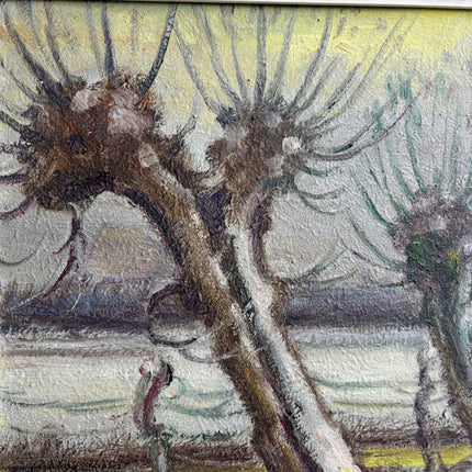 Elegant Winter Landscape Oil Painting "Thistle Trees" Original Artwork Holland Art Shop