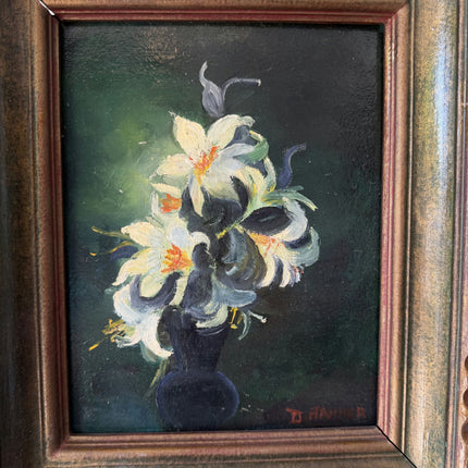 Expressive Floral Still Life Oil Painting "Flowered Vase" Vintage Small Artwork Holland Art Shop