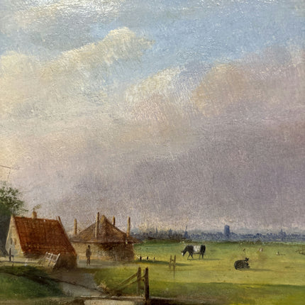 19th Century Antique Landscape Oil Painting "Gilded Frame" Dutch Artwork Holland Art Shop