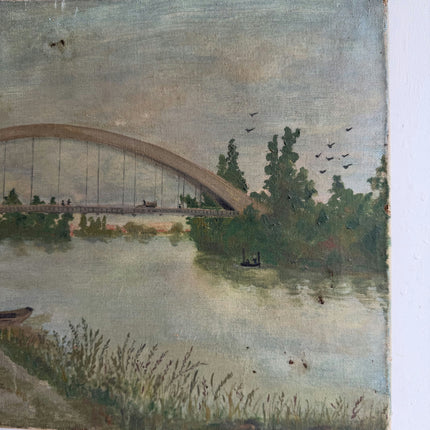 Detailed Landscape Oil Painting "Arched Bridge" Expressive Artwork Holland Art Shop