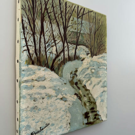 Classic Winter Landscape Oil Painting "Snow Stream" Refined Small Art Holland Art Shop