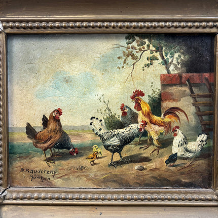 Rustic Animals Oil Painting "Rooster Group" Classic Bogdan Kaudetzky Holland Art Shop