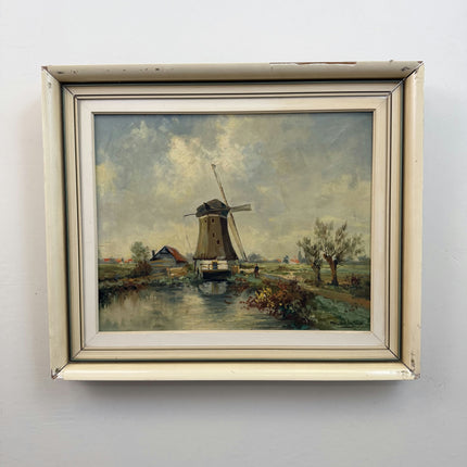Detailed Landscape Oil Painting "Windmill Scene" Refined Artwork Holland Art Shop