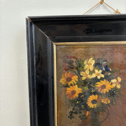 19th Century Antique Flowery Still Life Oil Painting "Flower Vase" Artwork Holland Art Shop