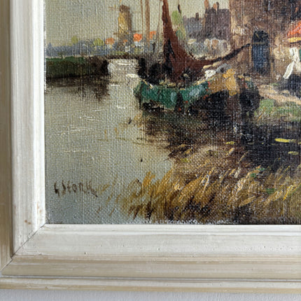 Vintage Landscape Oil Painting "Old Windmill" Original Dutch Artwork Holland Art Shop