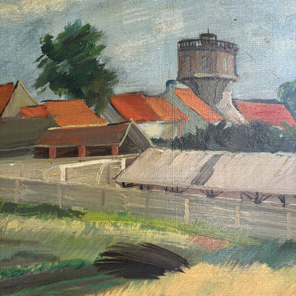 Vintage Landscape Oil Painting "Water Tower" Traditional Art Holland Art Shop