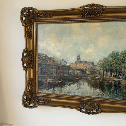 Refined Cityscape Oil Painting "City Canal" Traditional Artwork Holland Art Shop