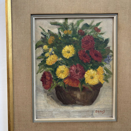 Authentic Floral Still Life Oil Painting "Flower Basket" Rustic Art Holland Art Shop