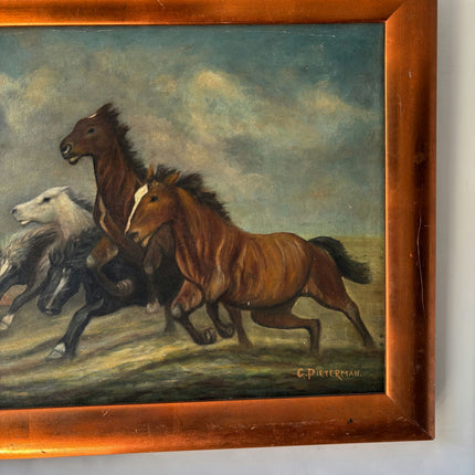 Timeless Animals Oil Painting "Running Horses" Original Artwork Holland Art Shop