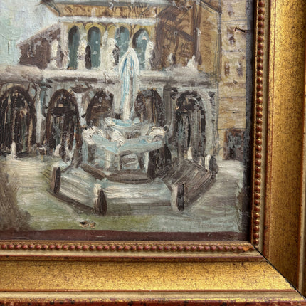 Original Cityscape Oil Painting "Central Fountain" Detailed Small Art Holland Art Shop