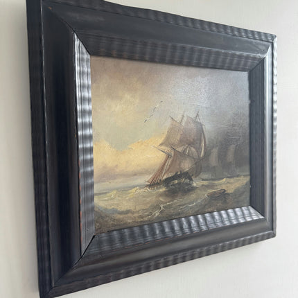Elegant Landscape Oil Painting "Sailing Ship" Rustic Artwork Holland Art Shop
