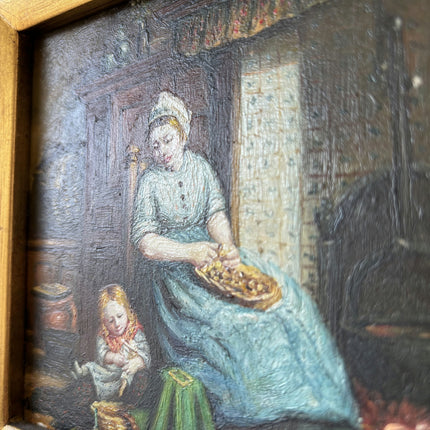 Remarkable Oil Painting Interior "Baking Woman" Marvelous Small Artwork Holland Art Shop
