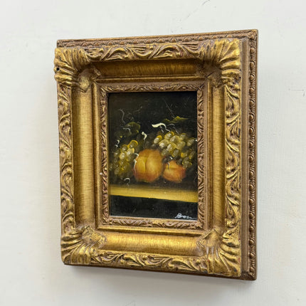 Handcrafted Still Life Oil Painting "Grapes Cluster" Timeless Small Artwork Holland Art Shop