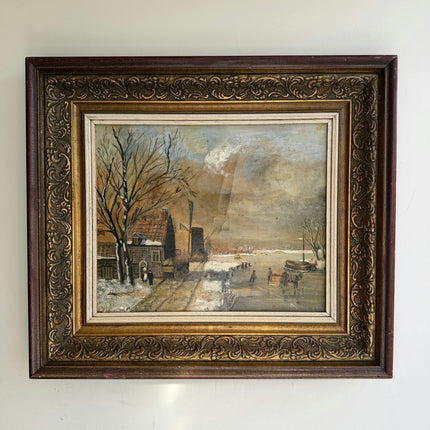 Handcrafted Winter Landscape Oil Painting "Snowy Village" Refined Art Holland Art Shop