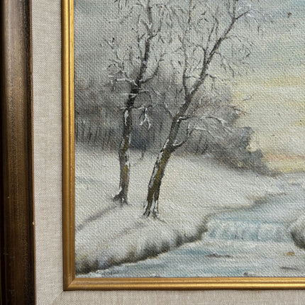 Traditional Winter Landscape Oil Painting "Snowy Cottage" Original Art Holland Art Shop