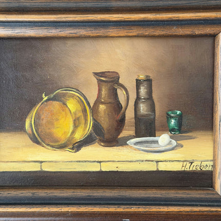 Authentic Still Life Oil Painting "Earthen Jug" Refined Small Artwork Holland Art Shop