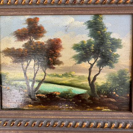 Elegant Landscape Oil Painting "Ornate Frame" Handcrafted Small Artwork Holland Art Shop