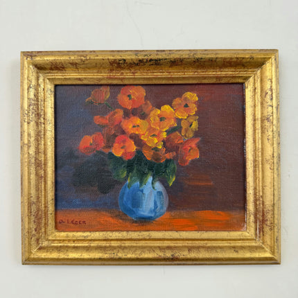 Original Floral Still Life Oil Painting "Blue Vase" Classic Small Art Holland Art Shop