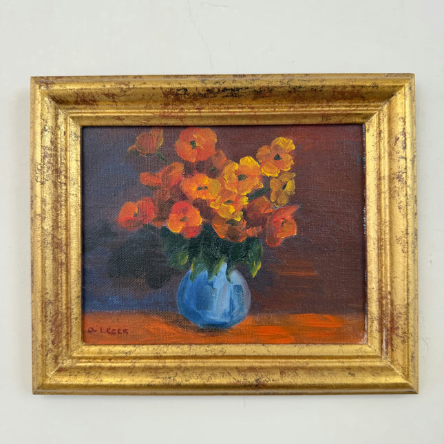 Original Floral Still Life Oil Painting "Blue Vase" Classic Small Art Holland Art Shop