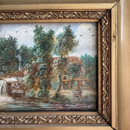 Rustic Landscape Oil Painting "Gilded Frame" Original Small Artwork Holland Art Shop