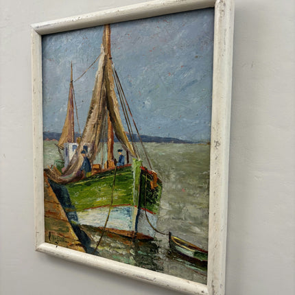 Classic Seascape Oil Painting "Fishing Boat" Timeless Small Art Holland Art Shop