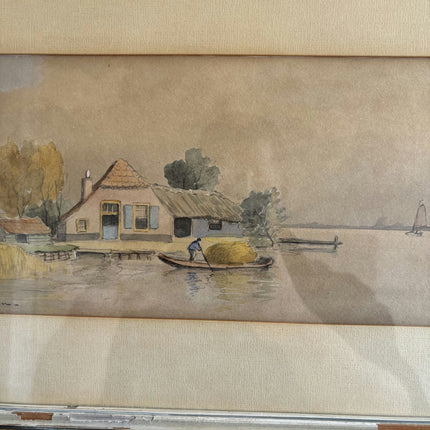 Traditional Landscape Aquarel "Framed Painting" Refined Artwork Holland Art Shop