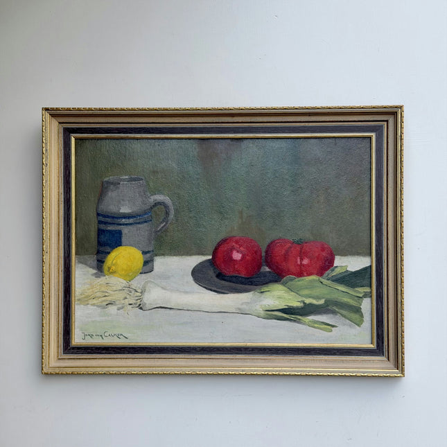Jord van Calker Vintage Still Life Oil Painting "Red Apples" Original Artwork Holland Art Shop