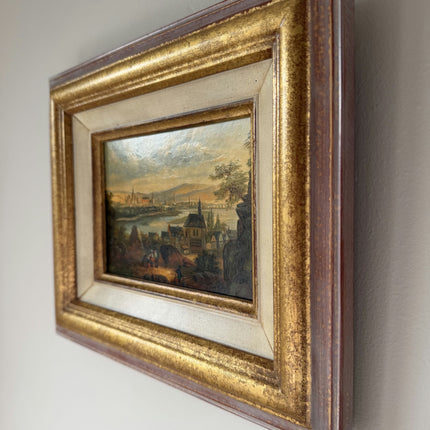 Authentic Oil Painting Scenery "River View" Antique Small Artwork Holland Art Shop