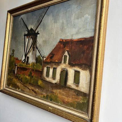 Rustic Landscape Oil Painting "Old Windmill" Handcrafted Artwork Holland Art Shop